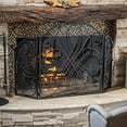 thumbnail image 2 of Christopher Knight Home Kingsport Fireplace Screen, Silver Flower On Black, 2 of 2