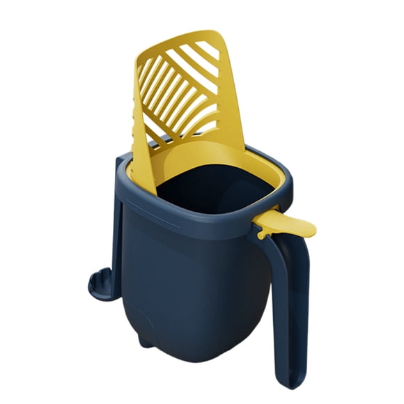 HHBEAUTY Cat Litter Scoop, Cat Litter Scooper with Holder for Litter Box, Large Shovel and Waste Storage Container, 3 in1 Portable Kitty Poop Disposal System (Blue)