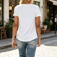 thumbnail image 6 of ClodeEU Women's Square Neck Short Sleeve Pleated Blouse,Casual Loose Fit Solid Top White,Women's Plus XL, 6 of 9