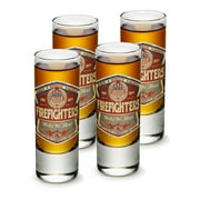 SET OF 4 Firefighters United We Stand America's Bravest 2OZ Shooter Shot Glasses