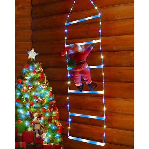 Lámpara de Navidad LED Toodour de 0,76 m con Santa Claus, color blanco y azul
