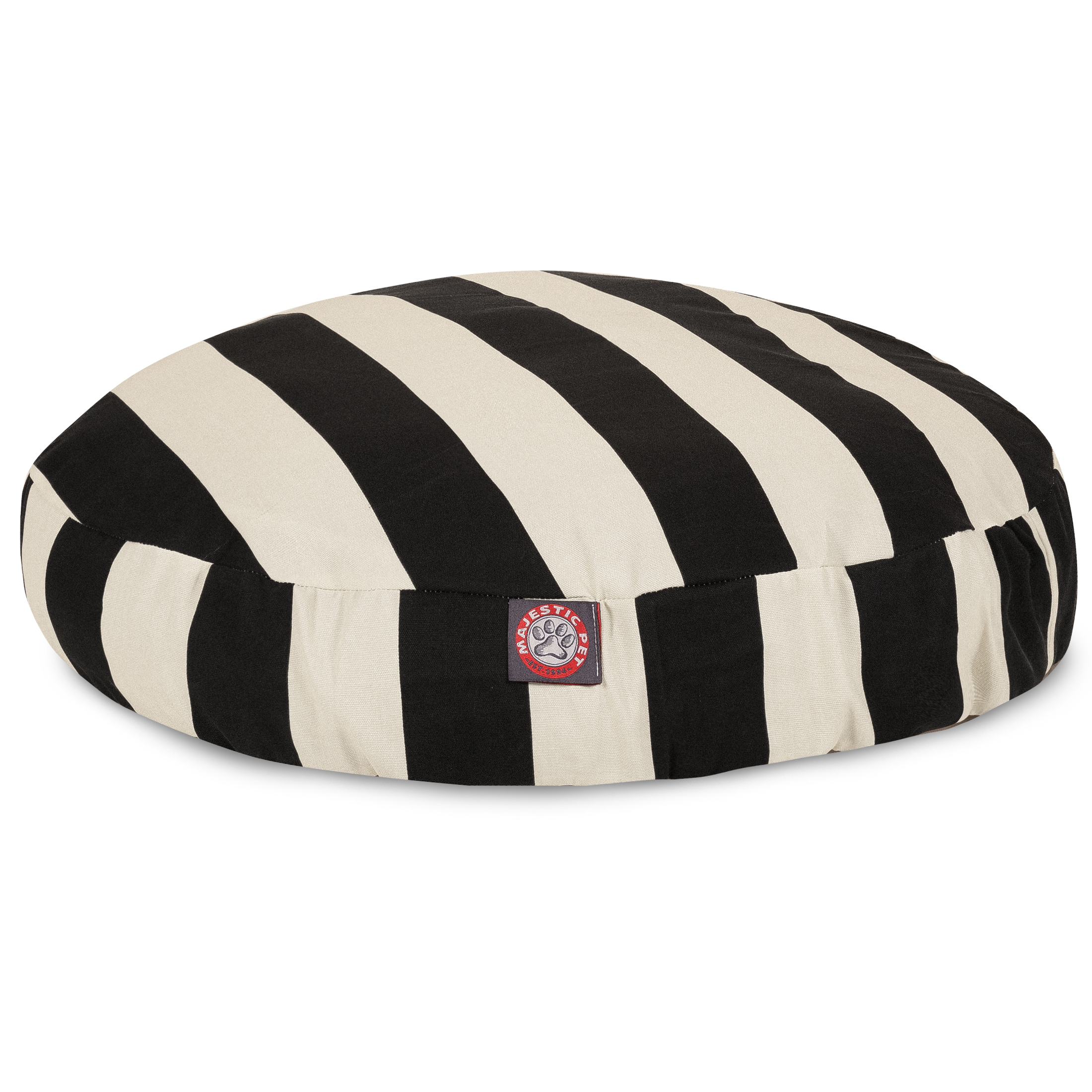 Majestic Pet Vertical Stripe Round Dog Bed Treated Polyester Removable Cover Black Small 30 x 30 x 4