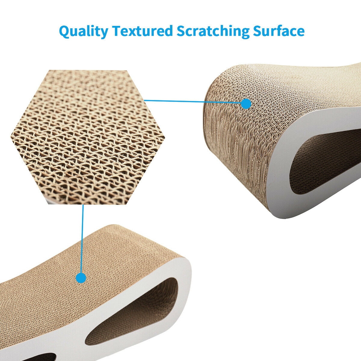 Pefilos Cat Scratching Pads, Cat Scratcher Cardboard Lounger Curved Shape Furniture Play Rest Sleep Cardboard with Catnip Toys Pefilos Cat Scratching Pads, Cat Scratcher Cardboard Lounger Curved Shape Furniture Play Rest Sleep Cardboard with Catnip Toys