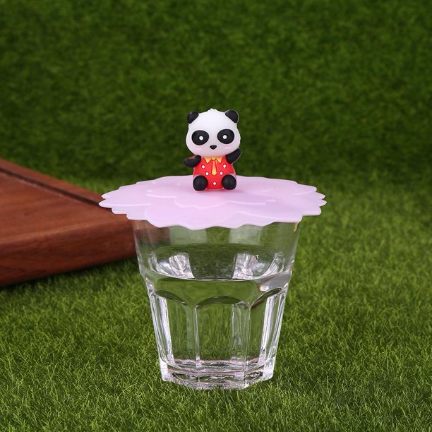 Tapa De Silicona Cubierta de taza de silicona transparente de dibujos animados resistente al calor a prueba de polvo tapa reutilizable a prueba de fugas Wdftyju Libre de BPA