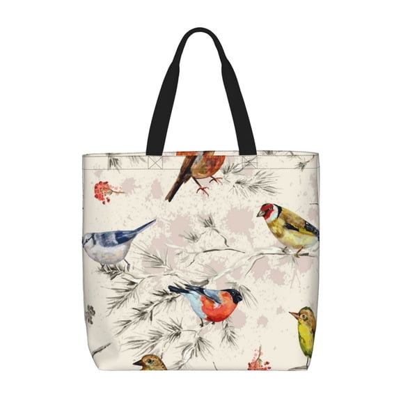 Vsdgher Little Birds print Tote Bag for Women Shoulder Bag with Zipper Large Shoulder Bag Handle Handbag Portable Washable for Travel, Work