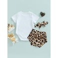 thumbnail image 4 of Franhais Infant Baby Unisex Casual Suit, Short Sleeve Letter Printed Romper Tops+Printed Triangle Shorts+Headband, 4 of 8