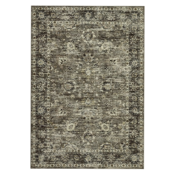 Vintage Distressed Runner Rug – Washable Non-Slip Low Pile Stain & Fade Resistant Carpet for Kitchen Bedroom Entryway Dorm – 5X7 ft