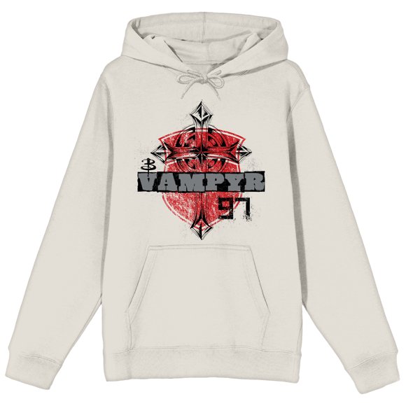 Buffy The Vampire Slayer Vampyr '97 Long Sleeve Sand Adult Hooded Sweatshirt -Large