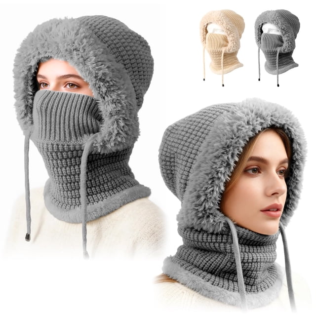 Gorro Yicengy 3 en 1 para mujer resistente al viento en invierno