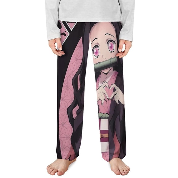 Demon Slayer Nezuko Pajama Pants Long Sleep Pants Soft Elastic Waist PJ Bottoms Lounge Pants