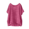 thumbnail image 2 of LADIGASU Women's Summer Solid Color Short Sleeve Shirt Round-Neck Loose Blouses, 2 of 4