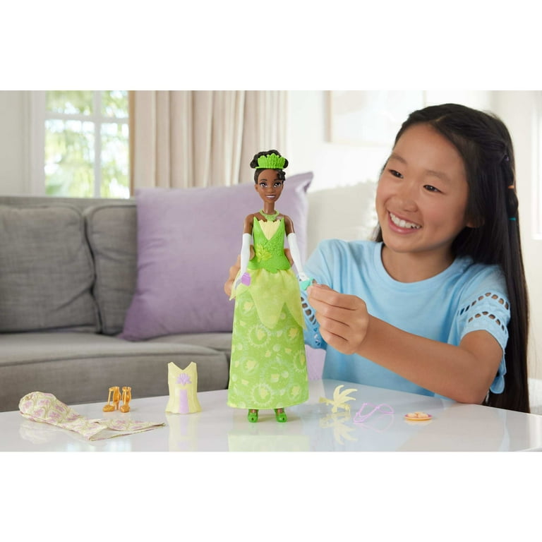 open lace back dress Disney Store Official Tiana Story Doll - 11 Inches - Includes Coloring Book  and Additional Dress, Princess Doll in Classic Outfit, Disney Princess Toys  for Girls : Toys & Games main image 1