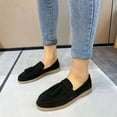 thumbnail image 2 of NOKIO Fashion Four Seasons Women Casual Shoes Flat Bottom Round Toe Soft Lightweight Solid Color Suede Tassels Comfortable Slip On Trendy Women'S Penny Loafers, 2 of 9