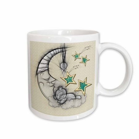 

3dRose Sleepy crescent moon and star fun art Ceramic Mug 11-ounce