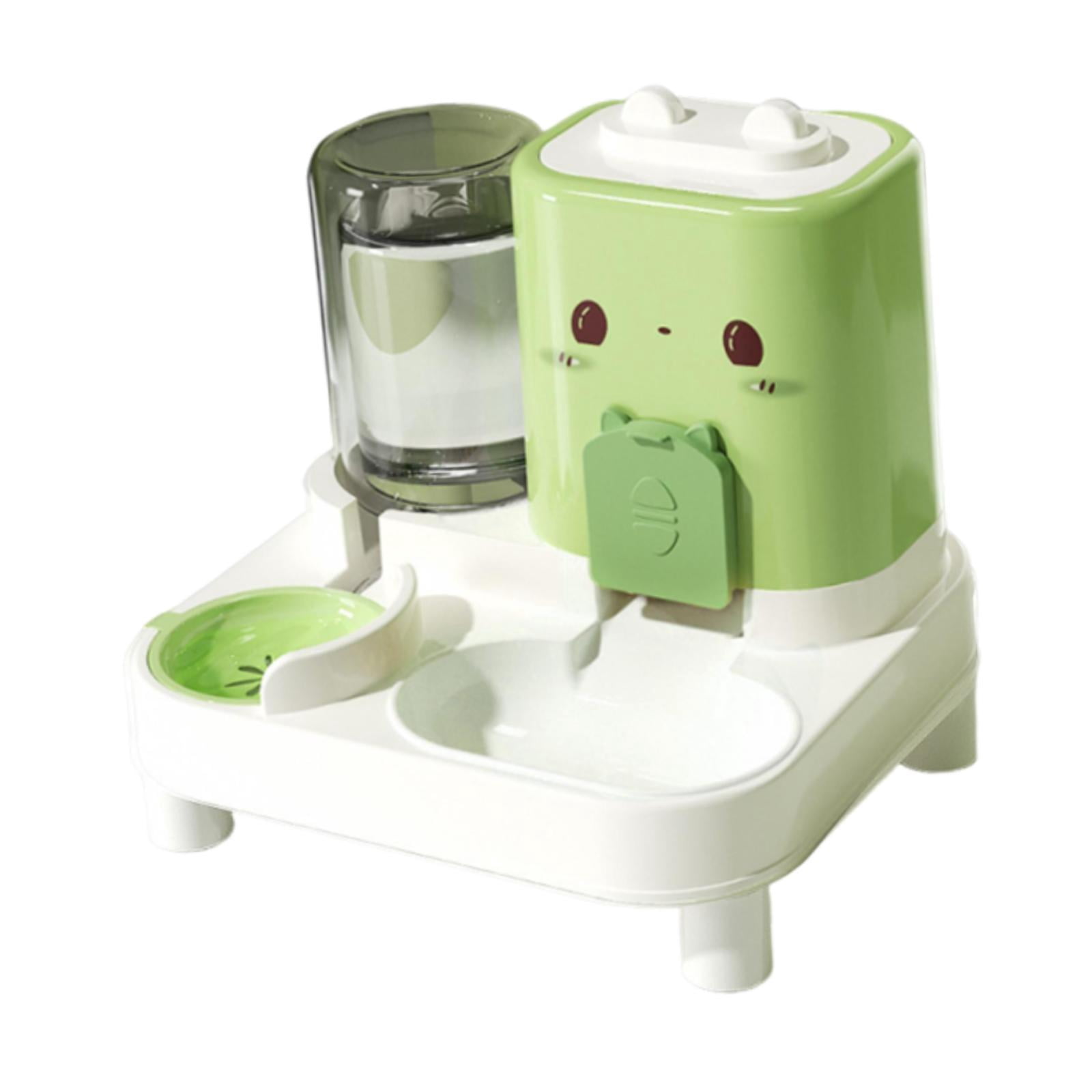 Serenable Automatic Cat Feeder and Water Dispenser Automatic Pet Feeder Convenient Compact Household Food feed Pet Food Bowl for Kitten Green