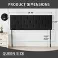 thumbnail image 2 of Weture Linen Fabric Upholstered Queen Headboard, Modern Diamond Tufting, Adjustable Height, Black, 2 of 8