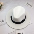 thumbnail image 2 of yunLXY Summer Caps White hat Women Wide Brim Straw Panama Roll up Hat Beach Sun Hat One Size 1PC, 2 of 5