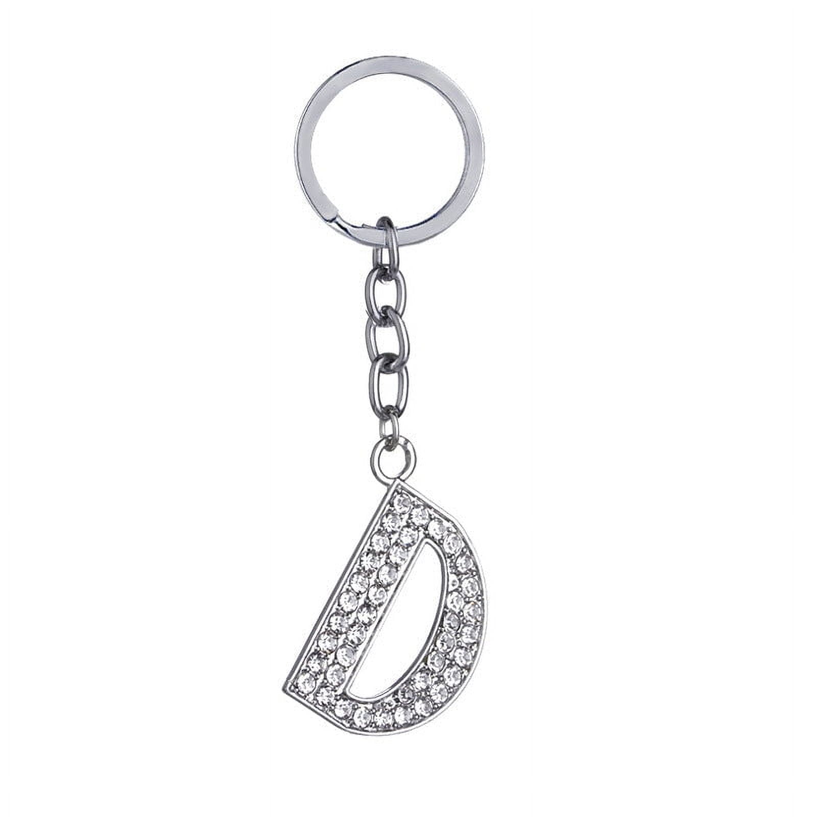 Unisex Keychain Zinc Alloy Diamond Letter Pendant Creative Heart Shaped Metal Key Ring Individually Packed Key