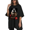 thumbnail image 4 of Plus Size Shirt for Women Black Tops for Women Short Sleeves Shirt for Women Red-Browed Bird 18 T Shirt Crewneck Shirt for Women 2XL, 4 of 5