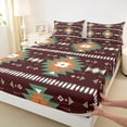 thumbnail image 3 of Homewish Brown Aztec Queen Sheet Sets 4-Piece, Bohemian Geometric Flat Sheet, Rustic Lodge Cabin Farmhouse Queen Fitted Sheet, Microfiber Bedroom Decor, 3 of 7