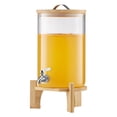 thumbnail image 3 of KFFKFF 2.2 Gallon Glass Beverage Dispenser with Wooden Stand, Stainless Steel Spigot, Ideal for Serving Iced Tea, Lemonade, Juice, and Water at Gatherings, 3 of 9
