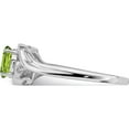 thumbnail image 3 of Sterling Silver Rhodium Plated Diamond & Peridot Ring (Size 6) Made In India qr4504pe-6, 3 of 5