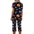 thumbnail image 6 of Halloween Pajama Sets for Women 2 Pieces Pajamas Funny Pumpkins Print Short Sleeve Tops and Capri Sets Halloween PJs Sleepwears, 6 of 6