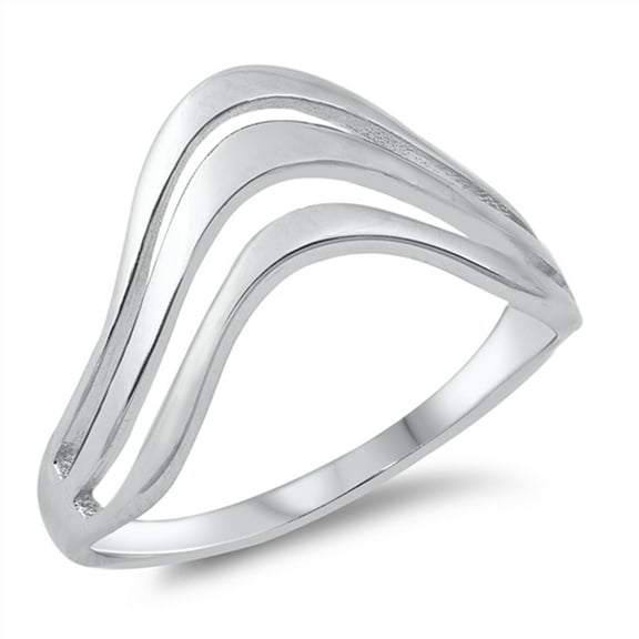 Modern Triple Wave Minimalist Sterling Silver Ring 925 Jewelry Female Male Unisex Size 5