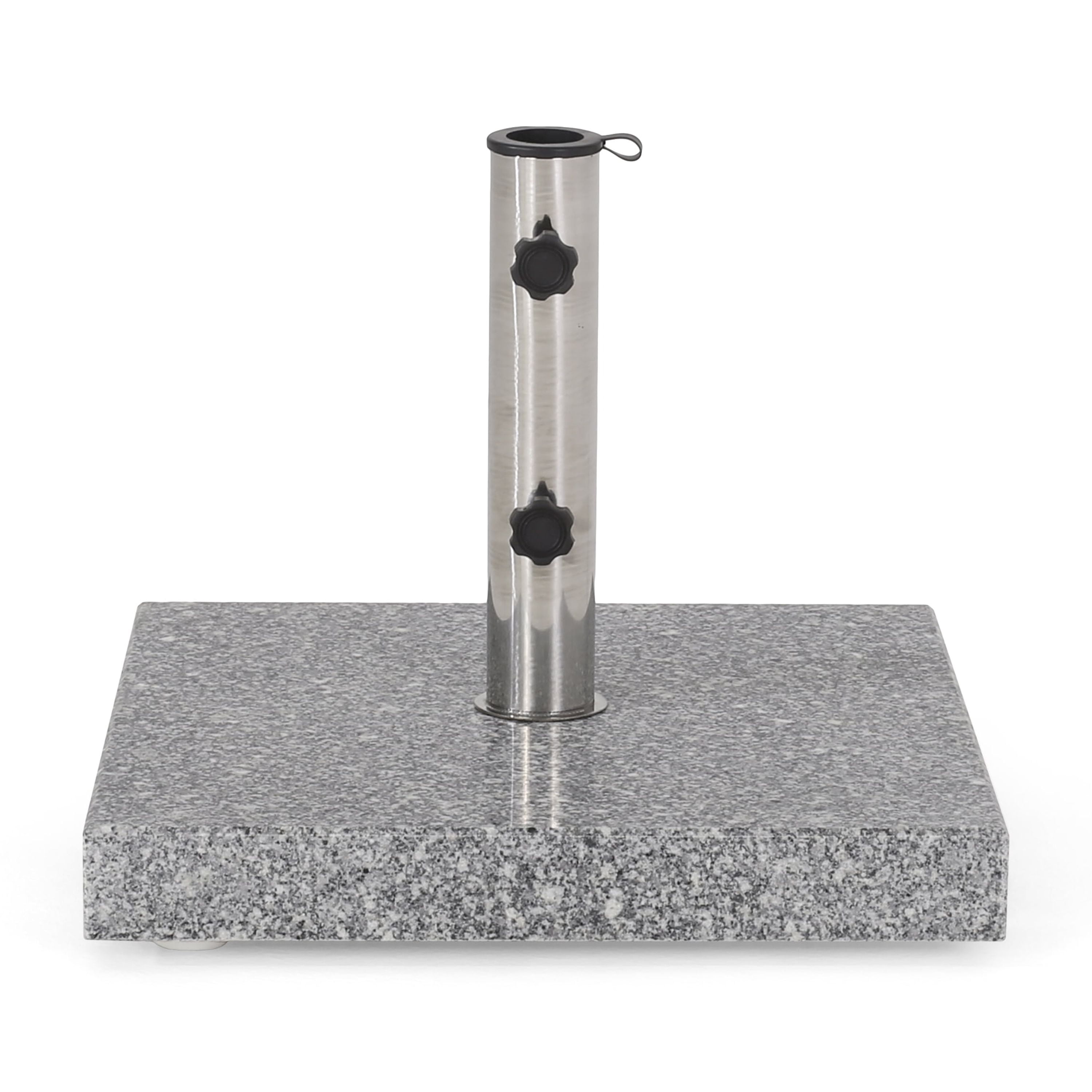 GDF Studio Martino Square Granite and Stainless Steel Umbrella Base, Natural Gray