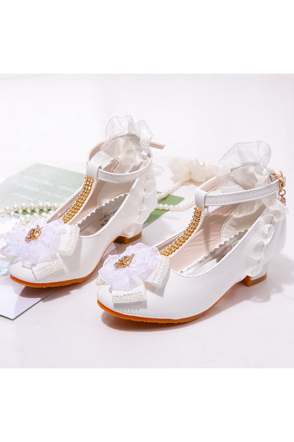 Children Shoes Princess Single Shoes Stage Fashion Shoes Girls Walk Show White Performance Shoes