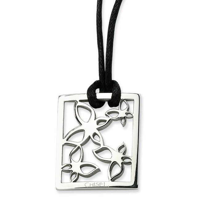 Pendentif Collier Papillon Carré en Acier Inoxydable Breloque Insecte Arachnide