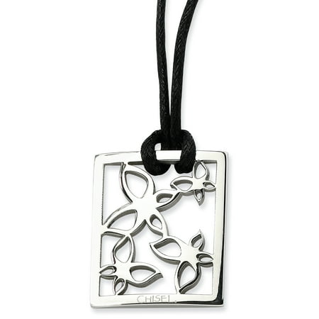Link Square Necklace - Stainless Steel Square Flowers 22 Inch Link Cord Chain Necklace Pendant Charm Floral Gifts For Women For Her