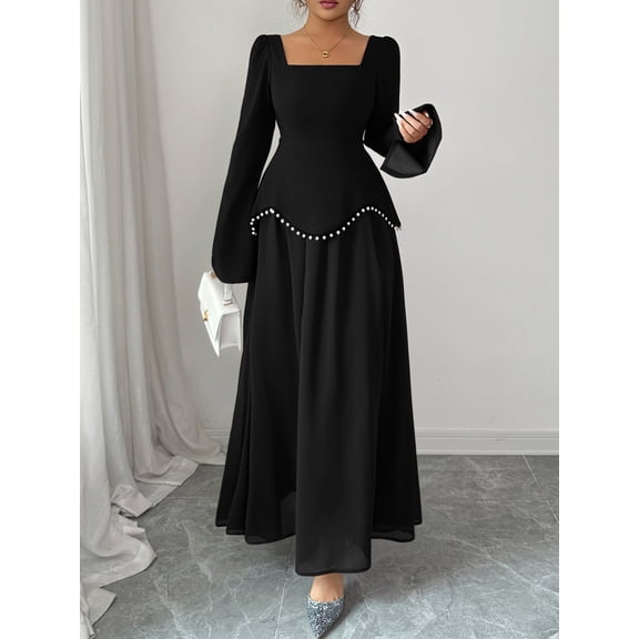 Women's 2025 Fall Long Sleeve Bodycon Dress Mock Neck Wedding Guest Cocktail Party Long Midi Dresses