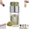 thumbnail image 1 of Alivefuser Tea Infuser, Portable Double Layered Tea Water Separation Glass TeaCup, 3 in 1 Tea Maker, 304 Stainless Steel Filter, Portable Loose Leaf Teas Maker for Travel, Office, Home (Silver,500ml), 1 of 10