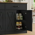 thumbnail image 4 of Homfa Buffet Cabinet with 3 Drawers and 6 Doors, 70.8" W Kitchen Sideboard Storage Cabinet, Farmhouse Coffee Bar Cabinet for Dining Room, Black & Brown, 4 of 8