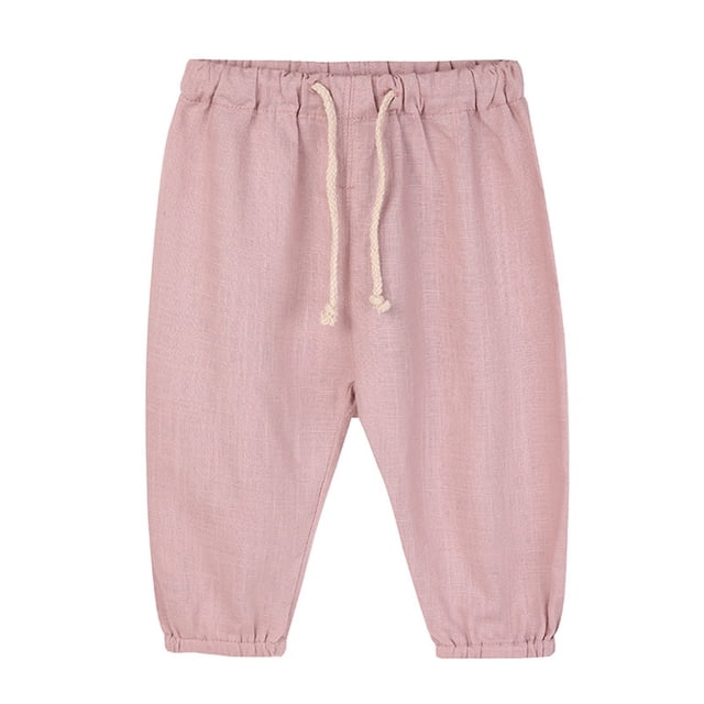 Odeerbi 1-10 Años Niños Niñas Verano Lino Pantalones Casual Elástico Cintura Transpirable Cropped Pantalones