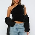 thumbnail image 5 of SOMER Womens Tank Tops Going Out One Off Shoulder Black For Women Trendy Tops, 5 of 6