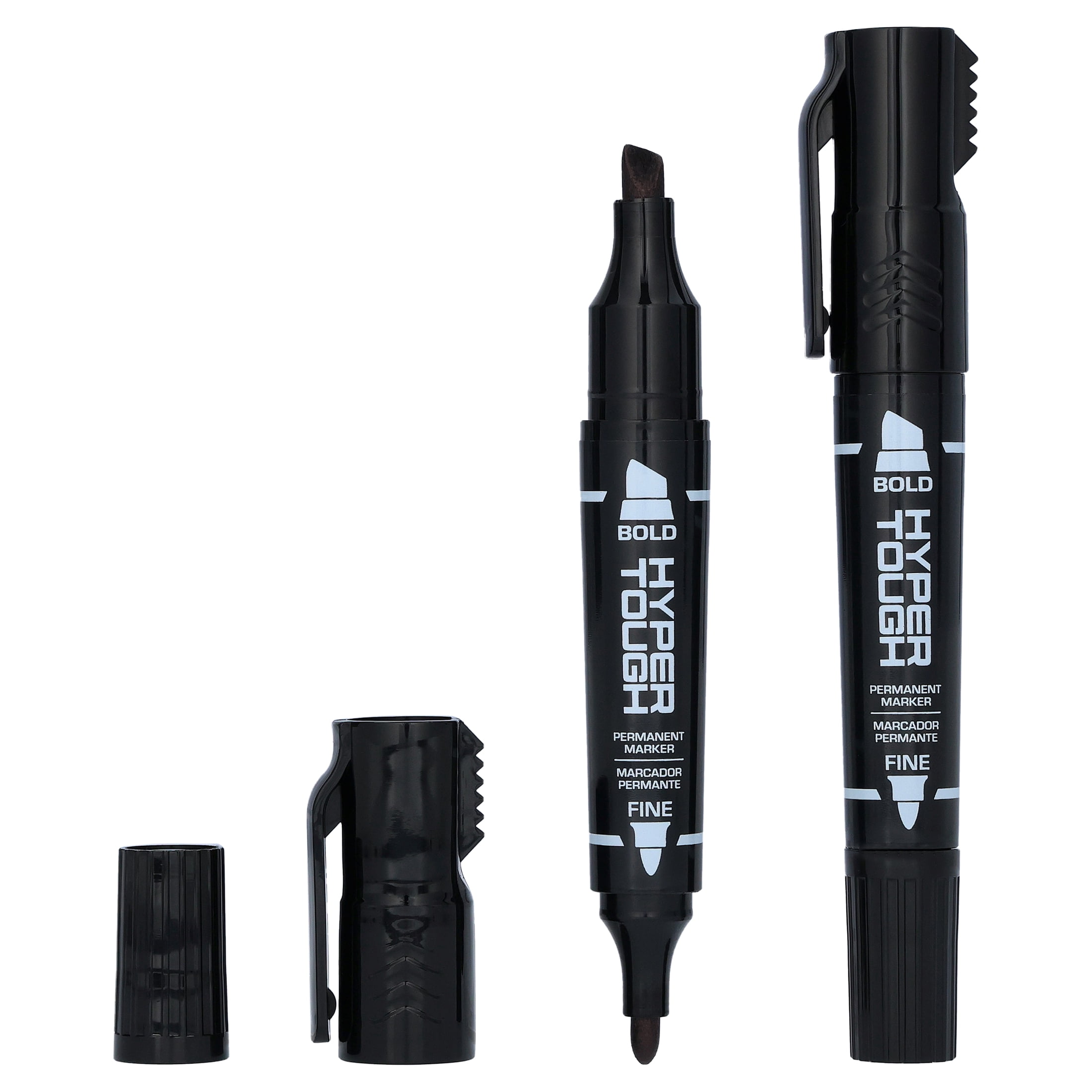 Hyper Tough 2-Pack Dual-Tip Permanent Markers, Black, Fine and Chisel Tip