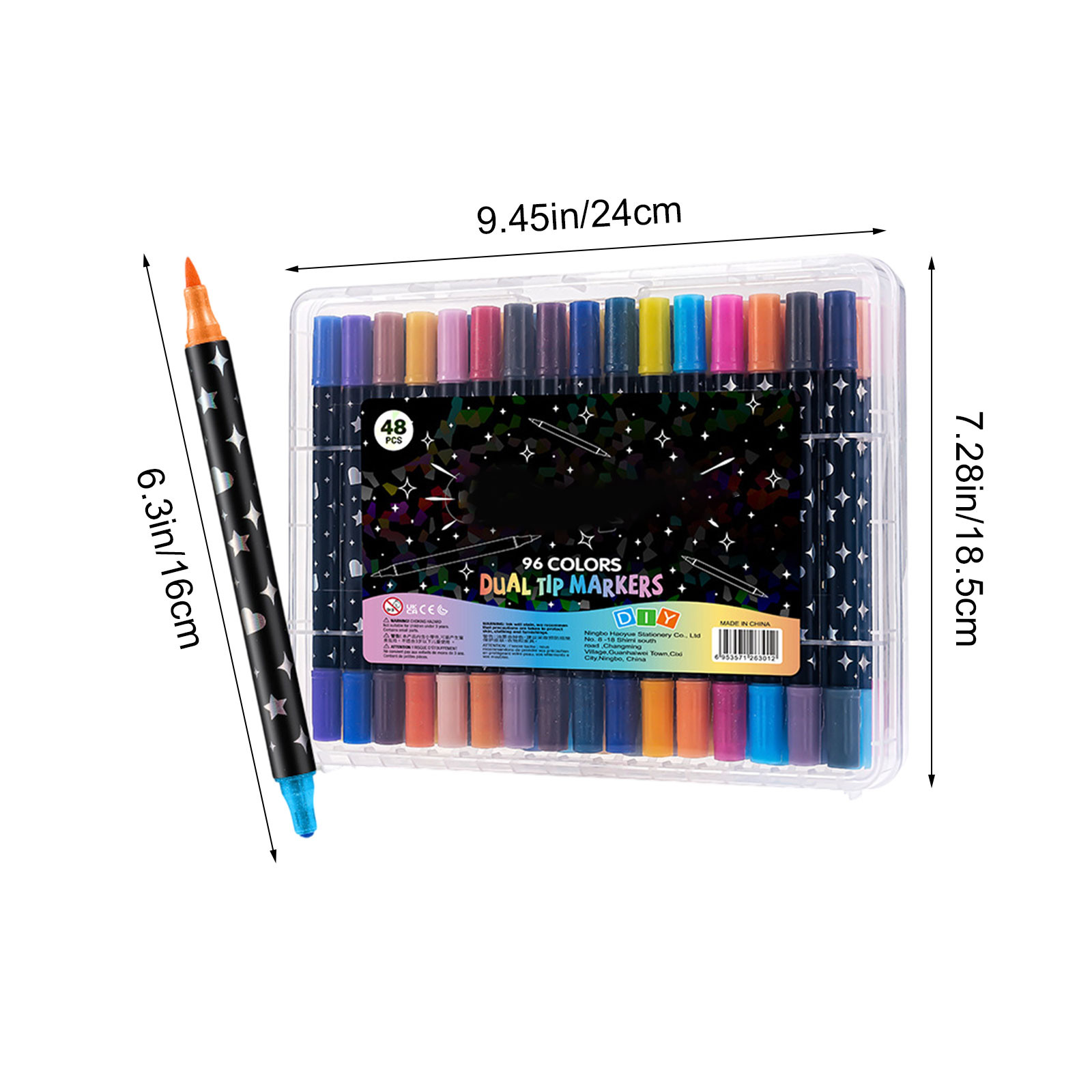 Tarmeek Dual-Tip Glitter Markers Marker Pens 48-Pack 96 Colors, Highlighters Pearlescent Metallic Pens, Fluorescent Pens for Journaling Drawing Card Making, Art Supplies for Office Notes Drawing