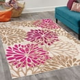 thumbnail image 2 of Flower Decorative Rug, Modern Dahlia Inspired Petals Blossom Abstract Garden Artwork Design Print, Quality Carpet for Bedroom Dorm and Living Room, 6 Sizes, Magenta and Beige, by Ambesonne, 2 of 4