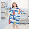 thumbnail image 5 of FORMRS Wearable Blanket Hoodie with Sleeves for Kids Cozy Flannel Sweatshirt, Orange Sailboats, 5 of 7