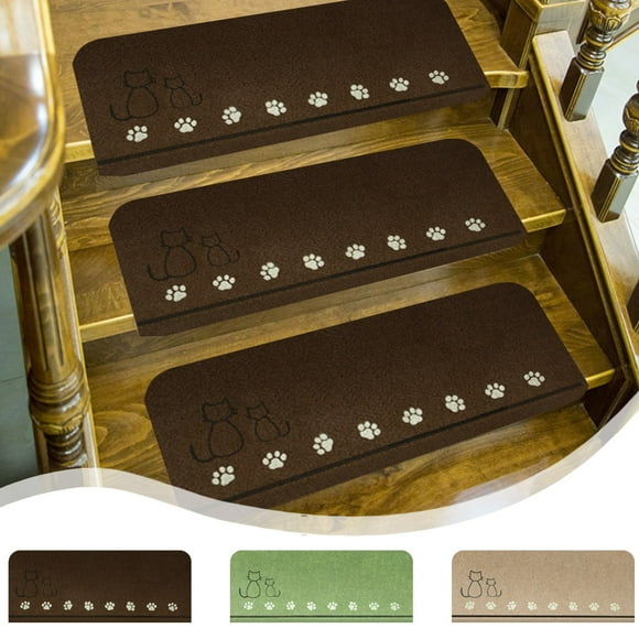 Sentmoon Stair Carpet Treads Wooden Step Avoid Slip Carpet Stair Tread Indoor 22'X3 'stair Tread Rubber Assist Stair Tread Washable and Reusable Stair Tread Mat Suitable for The Elderly