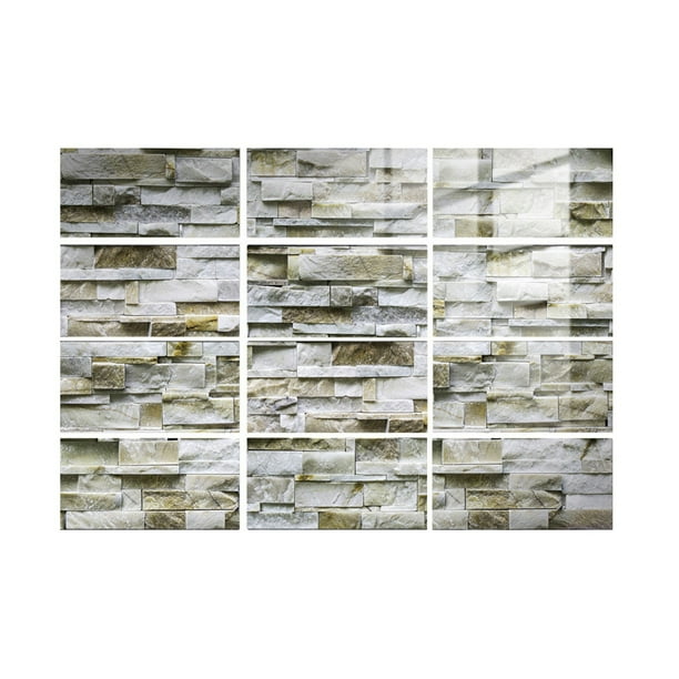 Heiheiup 12pc Peel And Stick Ceramic Tile Paste 3D Lattice Ceramic Tile