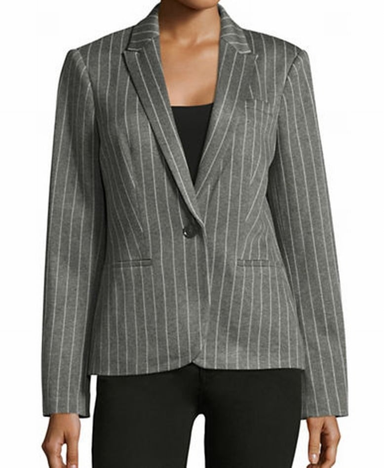 Tommy Hilfiger Tommy Hilfiger NEW Gray Womens Size 4 Striped SingleButton Blazer Walmart