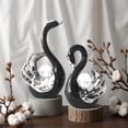 thumbnail image 3 of Black Swan Sculptures Home Decor Figurines - Modern Style - 2 Piece, Black, 3 of 6