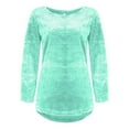 thumbnail image 4 of VISALY Pullover Crewneck Sweater Plus Size Sweaters Lightweight Sweaters Plush Warm Top for Leggings Soft Comfortable Pullover Long Sleeve Tunic Sweatshirts Fall Long Sweaters Green Xxl, 4 of 5