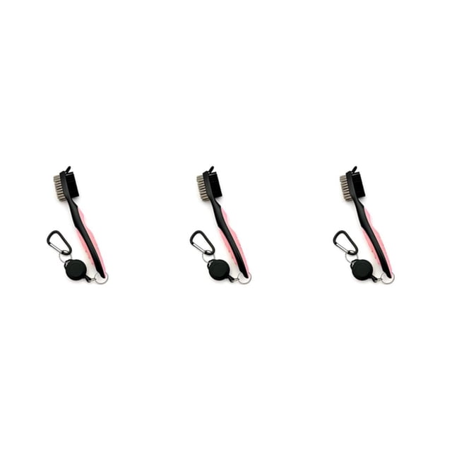VONKY Stainless Steel Golf Club Brush Portable Handheld Replacement Solid Color Telescopic Double-sided Ball Brushes Pink Lidless 3Set