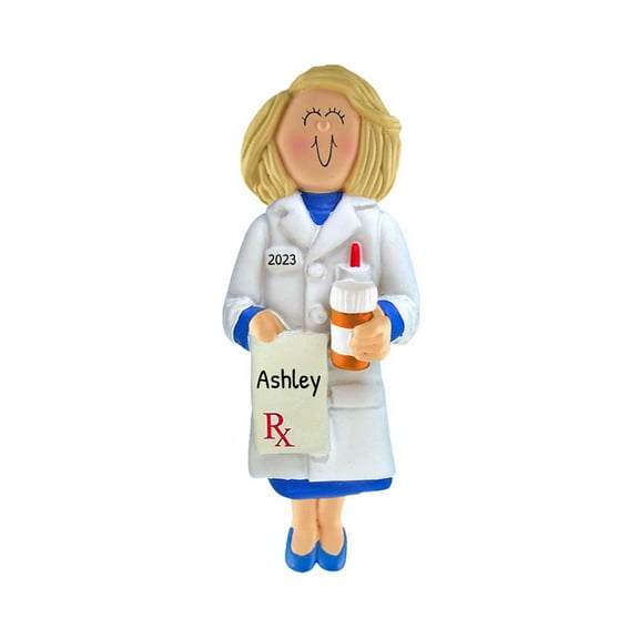 Ornaments by Elves Personalized Blonde Female Pharmacist Ornament 2024 Profession Christmas Decor