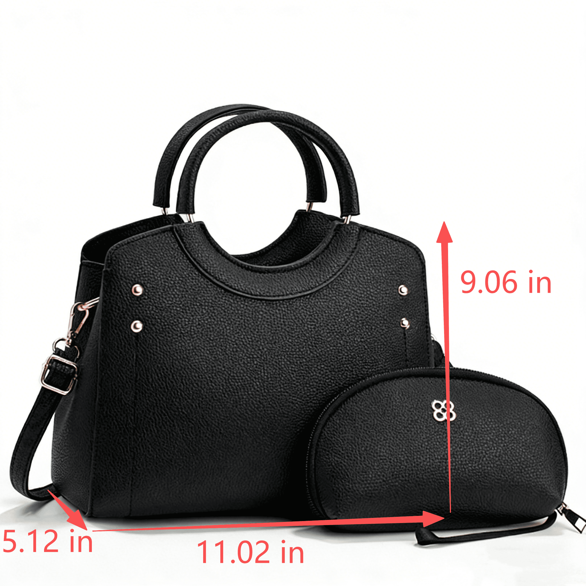 PORT&LOTUS Small Compact Leather Crossbody Bag Set for Women with Shoulder Strap Women's Top-handle Handbags with Adjustable Shoulder Strap