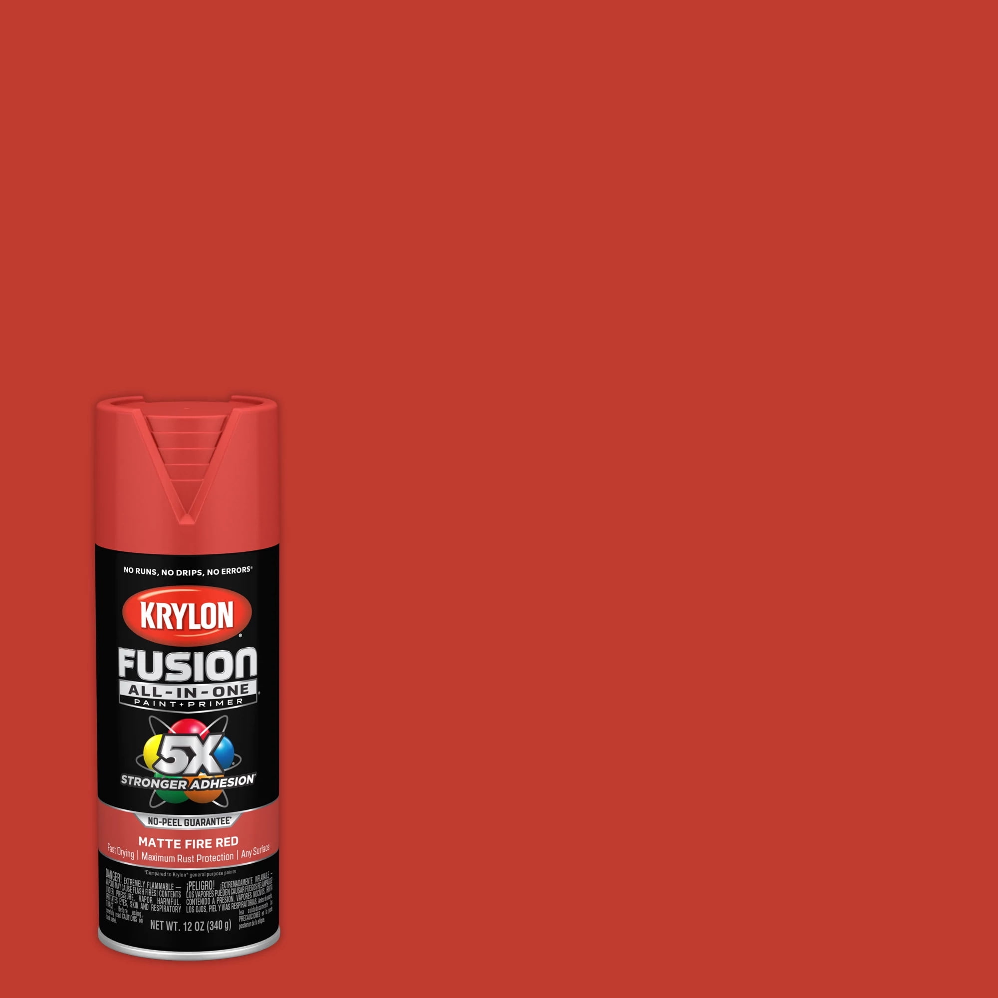 (2 pack) Krylon Fusion All-In-One Spray Paint, Matte, Fire Red, 12 oz.